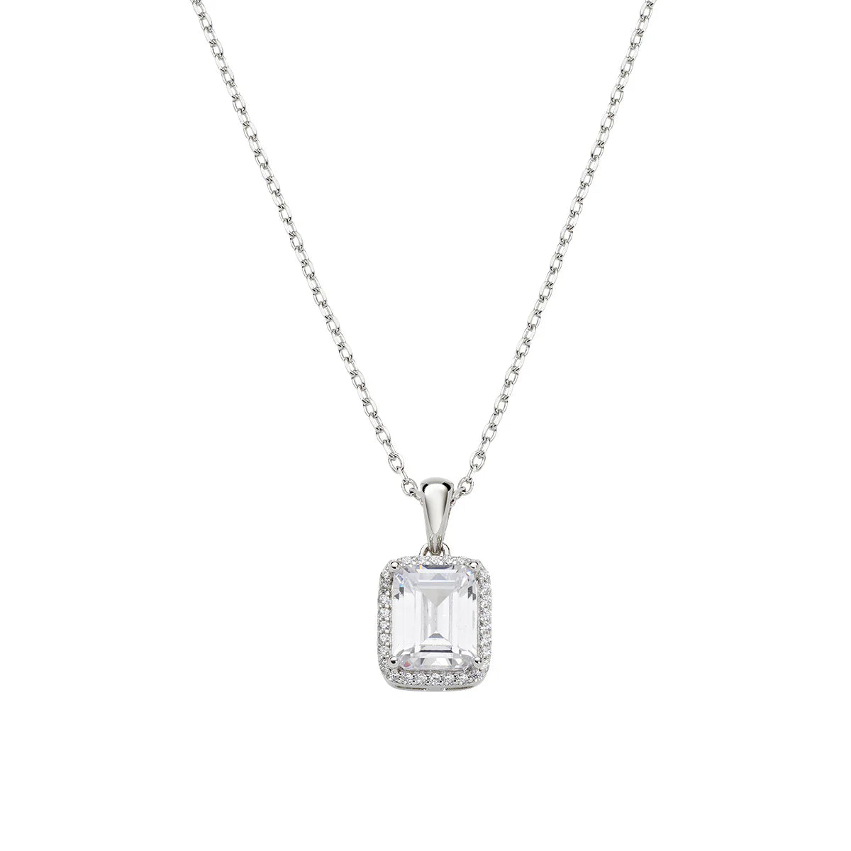 Collana Amen Ciondolo Halo con Zircone Taglio Smeraldo - CLCOQUBBZ