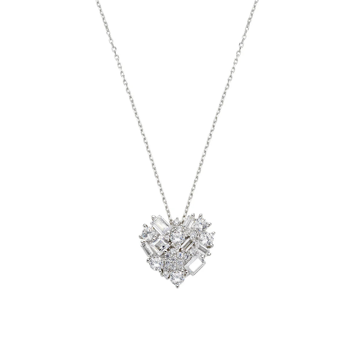 Collana Amen Cuore con Cluster di Zirconi Bianchi - CLCUSCOBBZ
