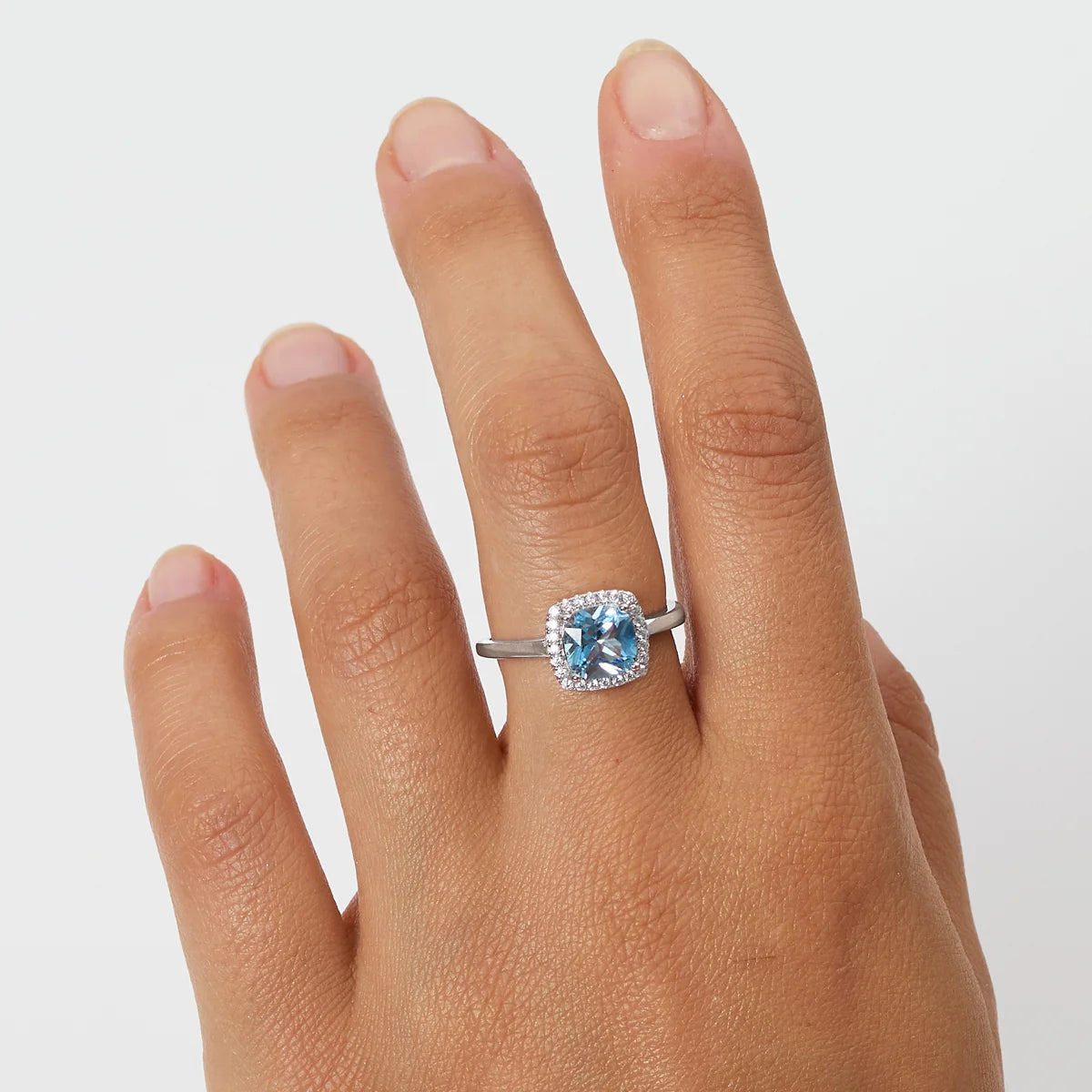 Anello Amen Lady Regolabile con Zircone Acquamarina Taglio Radiant - RQUABBACZ2