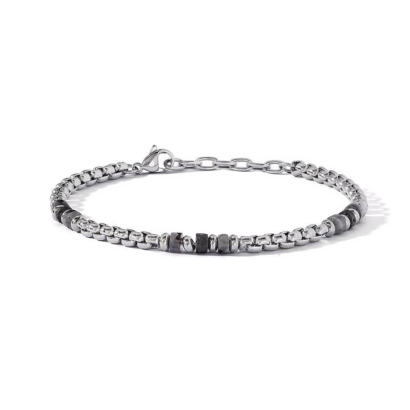 Bracciale Comete Gioielli in Acciaio, Labradorite grigia e Onice Nera - UBR1269