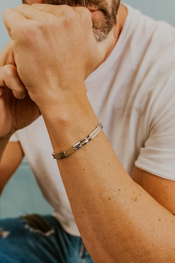 Bracciale Acciaio pvd rosè sabbiato e Zircone nero - UBR1181