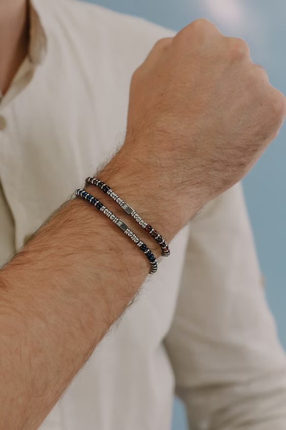 Bracciale Comete Gioielli in acciaio e agata blu - UBR887