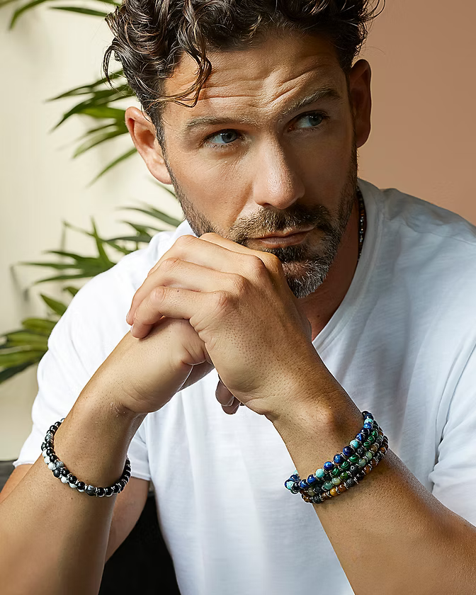 Bracciale Comete Gioielli in Acciaio con Malachite e Pietra Lavica - UBR1144