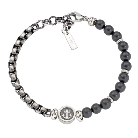Bracciale in Acciaio e Onice Ancora - ACBR116