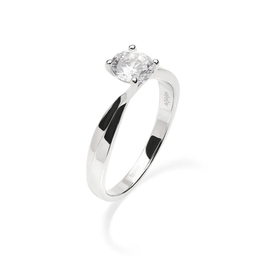 Anello Solitario Amen con Zircone 6 mm - ANSOVABB60-16
