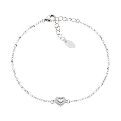Bracciale Amen Due Cuori con Zirconi Bianchi - BRCBBZ3