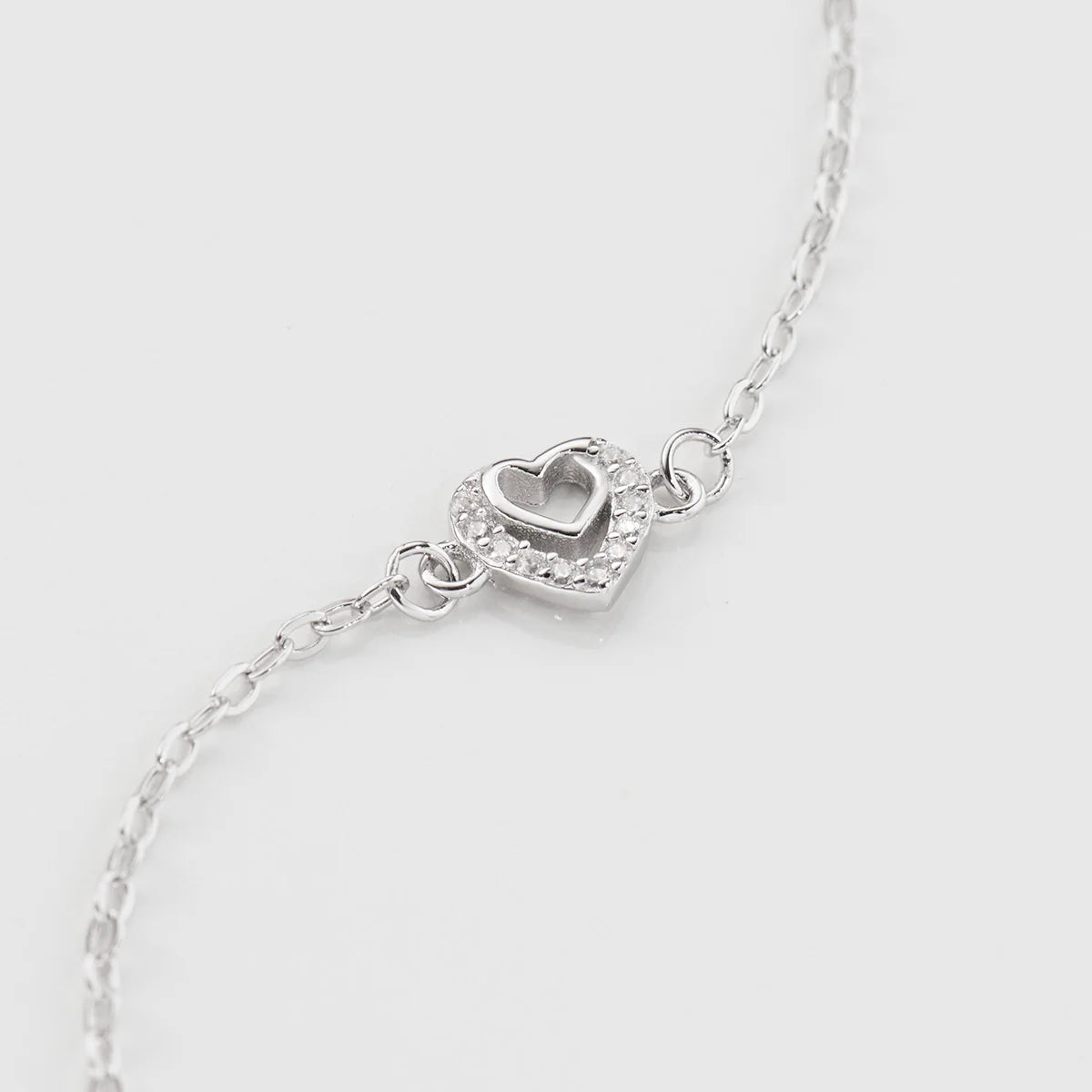 Bracciale Amen Due Cuori con Zirconi Bianchi - BRCBBZ3