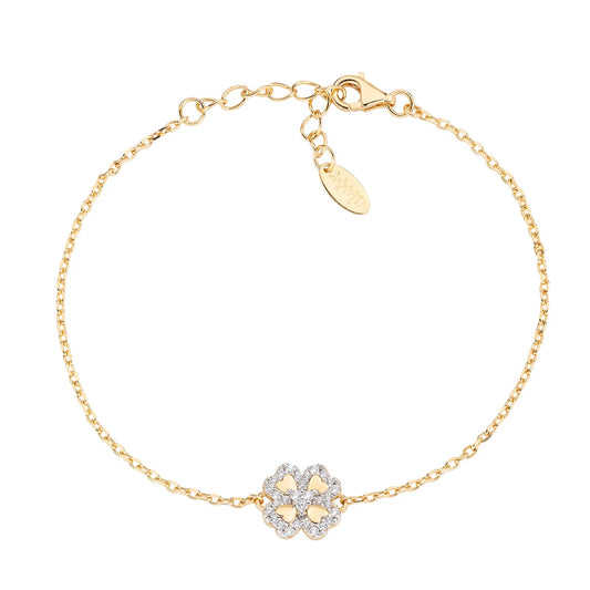 Bracciale Amen "Quadrifoglio" in Argento con Zirconi - BRQCLGBZ
