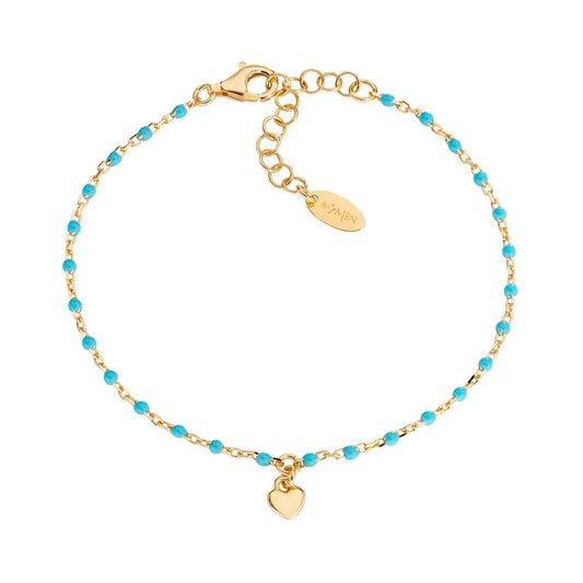 Bracciale "Cuore" in Argento Dorato con Smalto - BRSMCUGT3