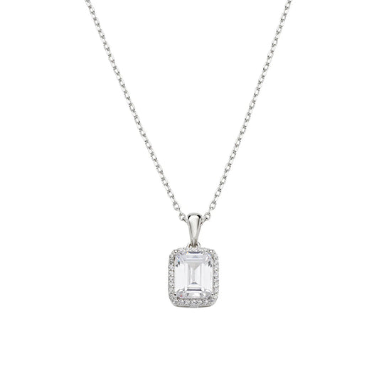 Collana Amen Ciondolo Halo con Zircone Taglio Smeraldo - CLCOQUBBZ