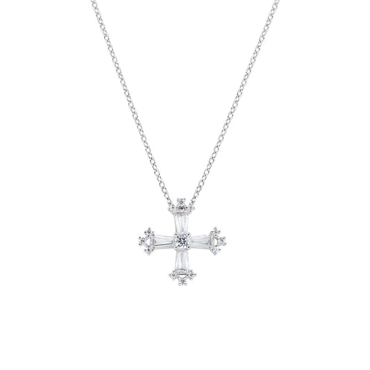 Collana Amen Croce Quadrata con Zirconi - CLCRSPBBBZ3
