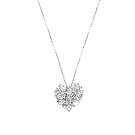 Collana Amen Cuore con Cluster di Zirconi Bianchi - CLCUSCOBBZ