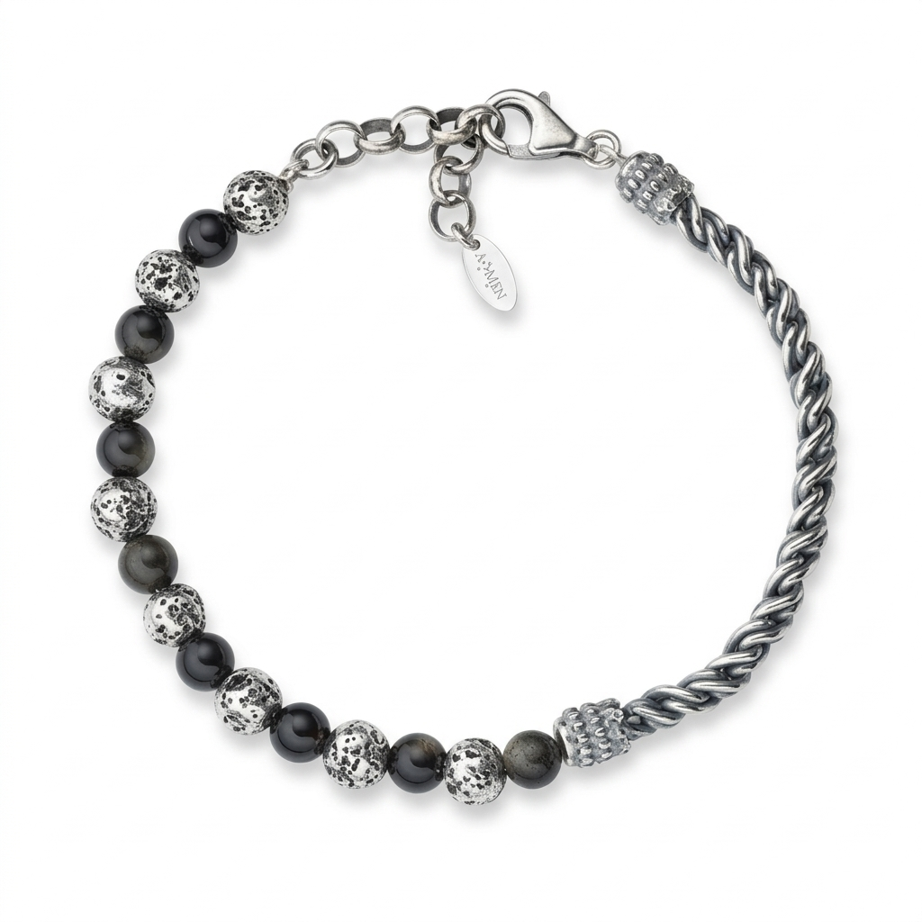Bracciale Amen Hipster in Argento - BRUPCBN6