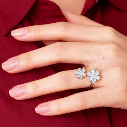 Anello Amen Stardust con Due Margherite di Zirconi Bianchi - RDABBZ2