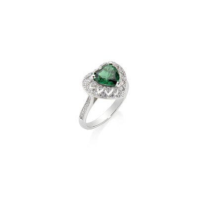 Anello Amen Stardust Cuore Verde Smeraldo con Zirconi - RHRIBBVZ-16