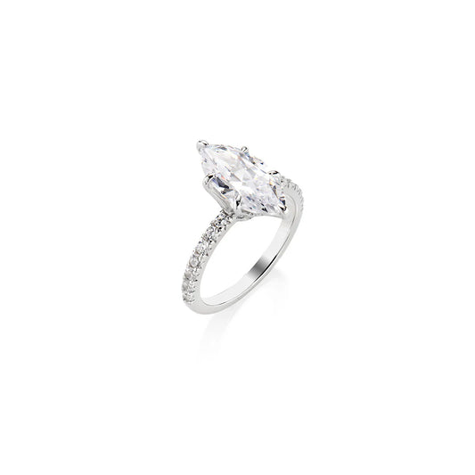 Anello Amen Solitario Zircone Taglio Marquise - RNUDIBBZ-14