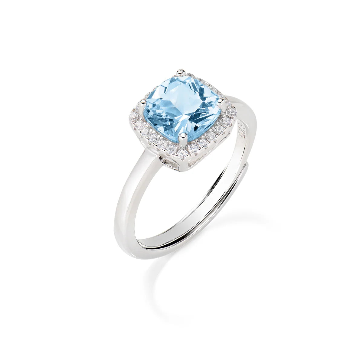 Anello Amen Lady Regolabile con Zircone Acquamarina Taglio Radiant - RQUABBACZ2