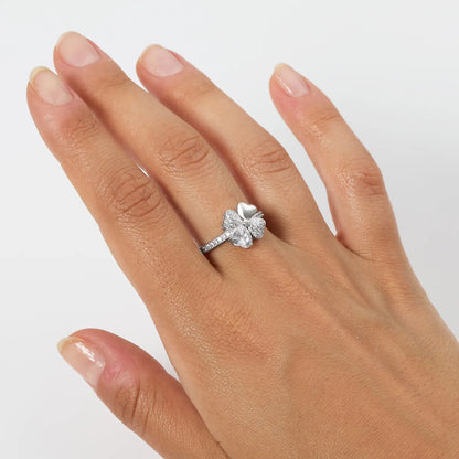 Anello Amen Quadricuore Rodio e Zirconi Bianchi - RQUBB-14