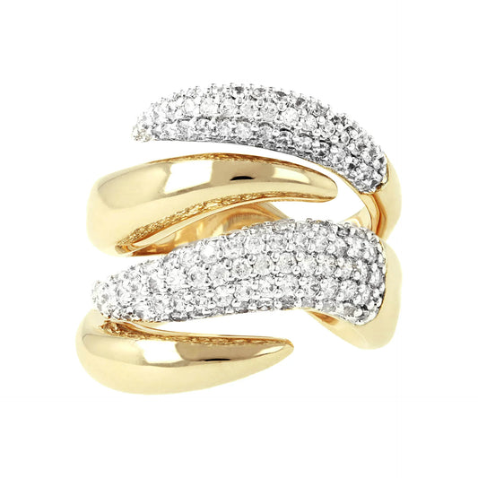 Anello Bronzallure a Fascia Contrarié Golden con Pavé in Cubic Zirconia - WSBZ00526Y-18