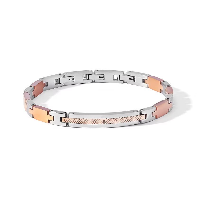 Bracciale Acciaio pvd rosè sabbiato e Zircone nero - UBR1181