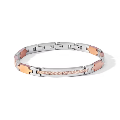 Bracciale Acciaio pvd rosè sabbiato e Zircone nero - UBR1181