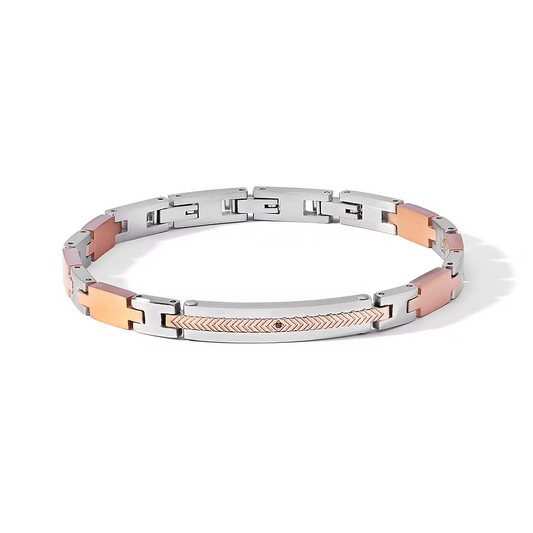 Bracciale Acciaio pvd rosè sabbiato e Zircone nero - UBR1181